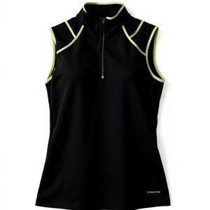 ActiveFit Women's Black Tank Top with Neon Green Accents